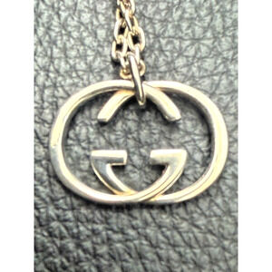 GUCCI Interlocking GG Logo Necklace Pendant Sterling Silver 925 19.5" long